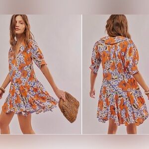 Free People Sugar Crush Floral Drop Waist Babydoll Mini Dress NWOT